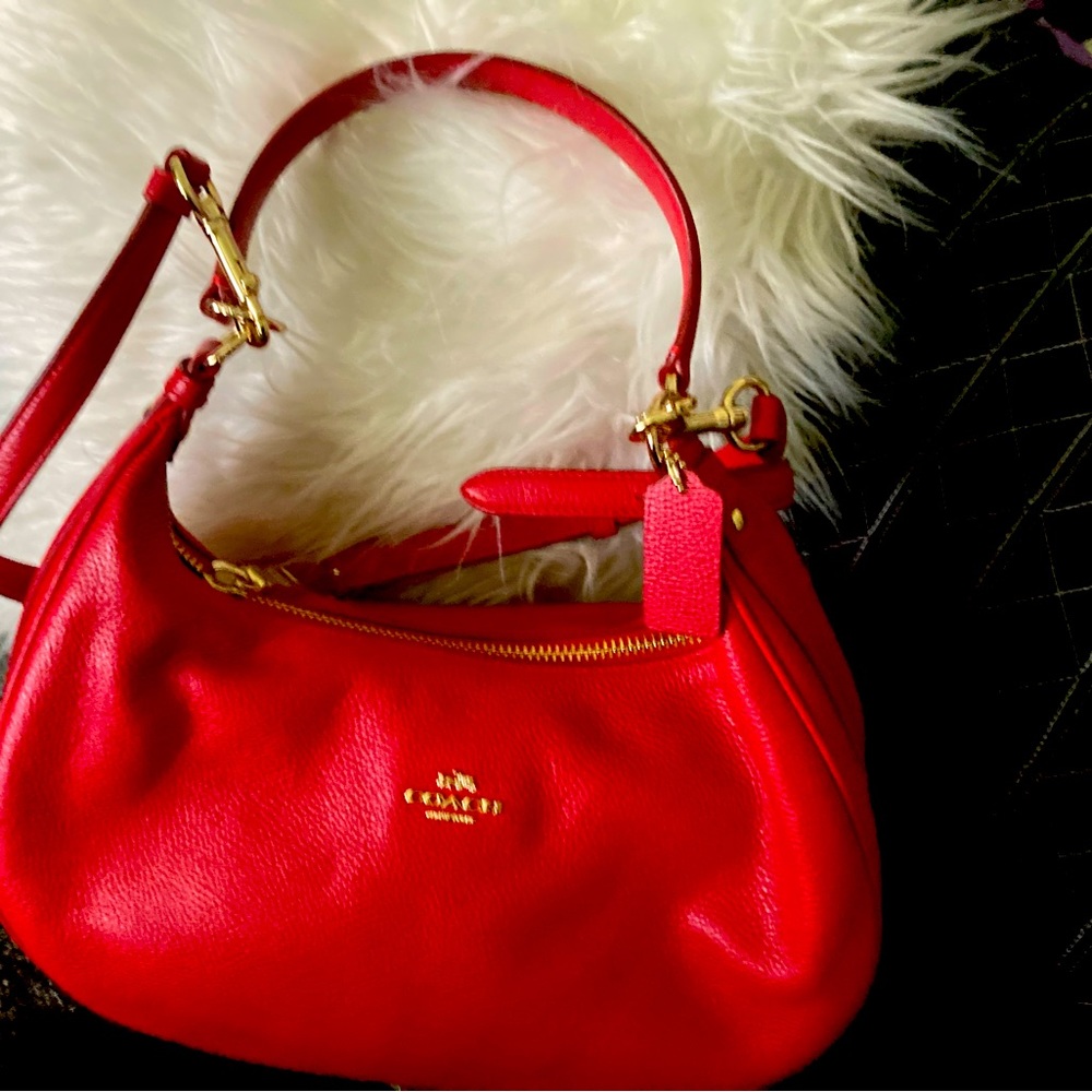Red Leather Coach Bag Like New